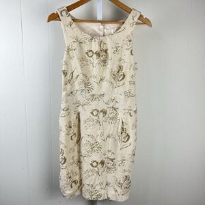 Anthropologie Moulinette Soeurs Dress Cream Metallic Gold Open‎ Back Size 4